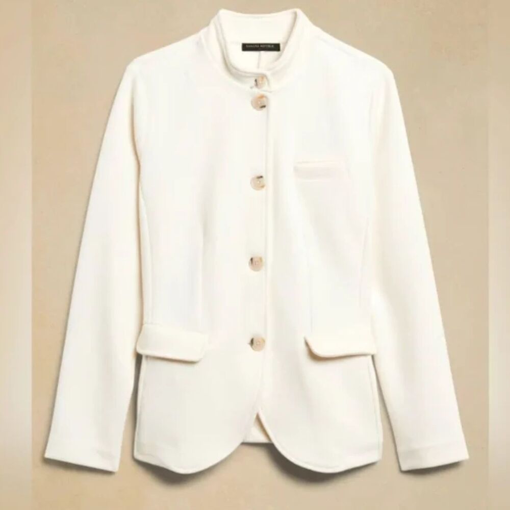BANANA REPUBLIC KNIT BLAZER IVORY WHITE MEDIUM NWT